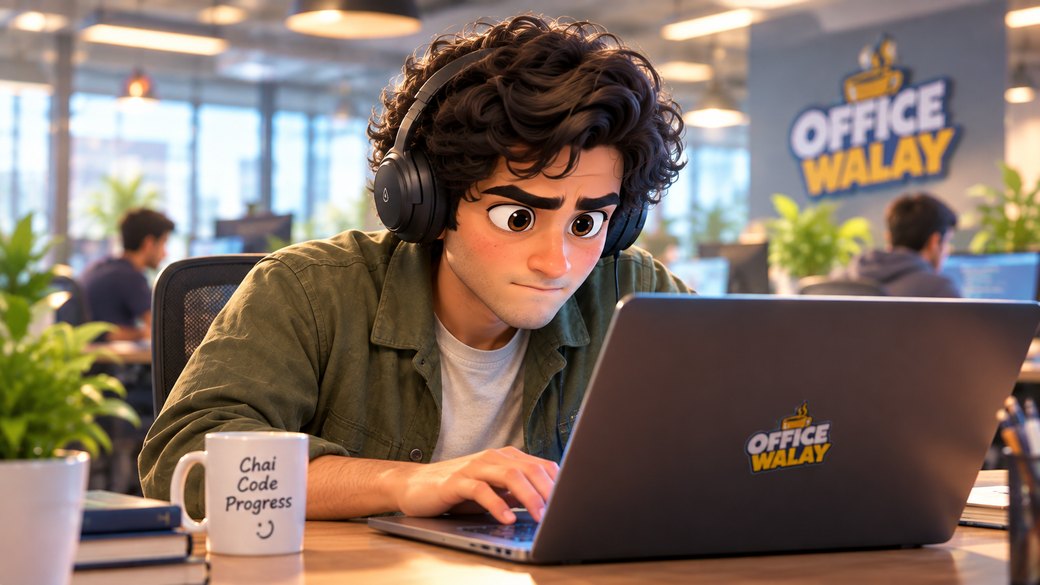 Episode 2 - The Debugging Struggle: Babloo with headphones at his laptop